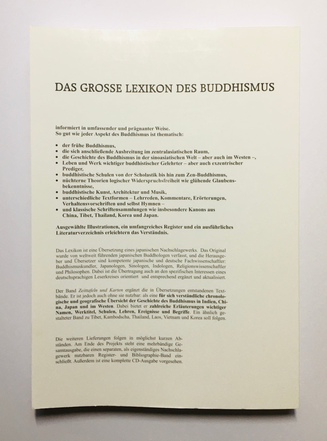 Das große Lexikon des Buddhismus. Zeittafeln und Karten. Indien, China, Japan, westliche Rezeption