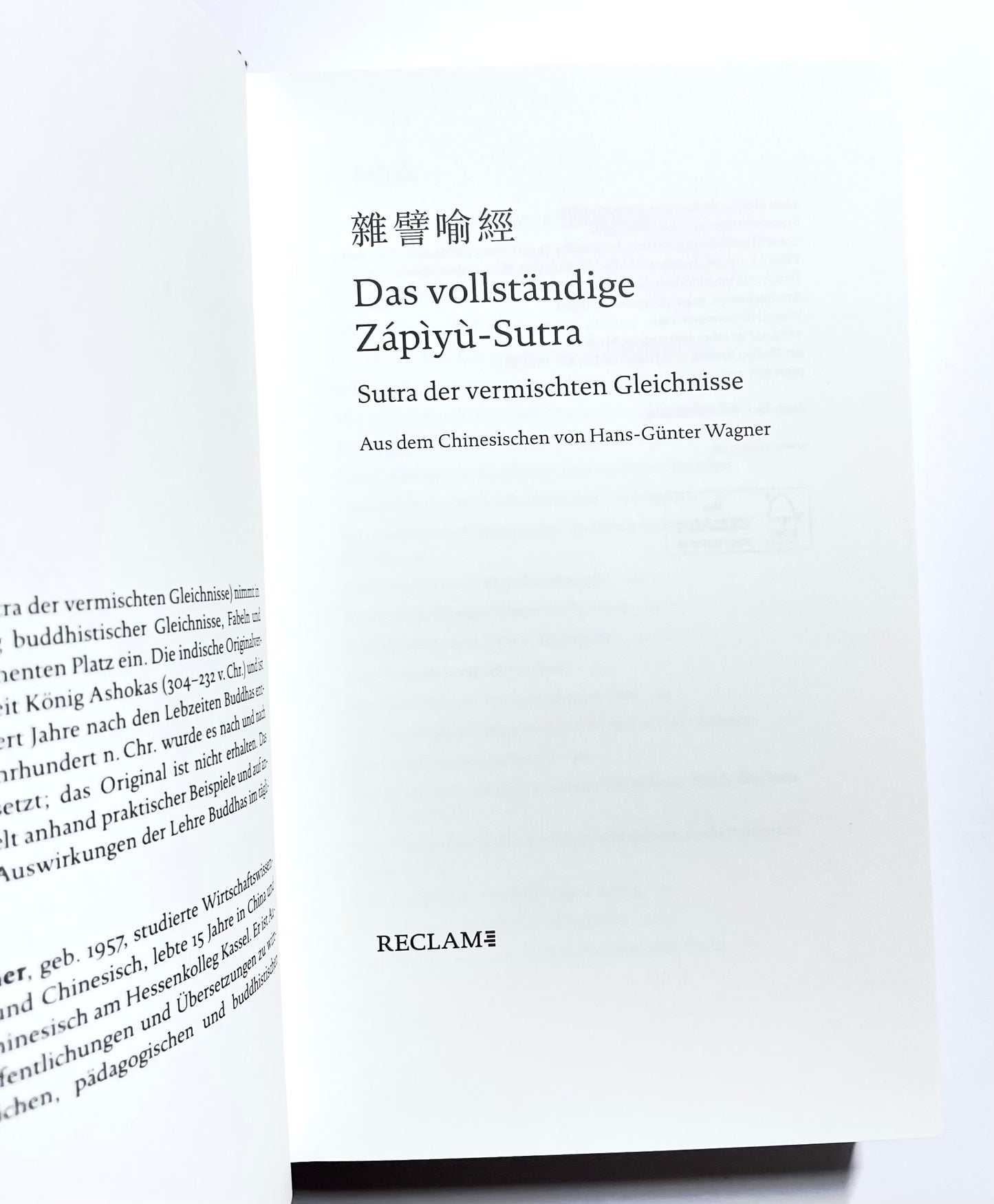 Das Zapiyu-Sutra: Buch der buddhistischen Gleichnisse
