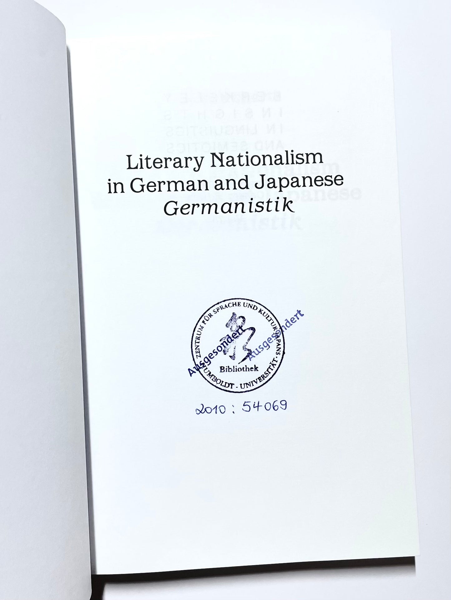 Literary Nationalism in German and Japanese «Germanistik»