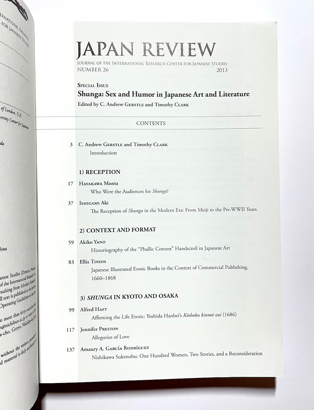 Japan Review No. 26 / Special Issue, Shunga: Sex and Humor in Japanese Art and Literature