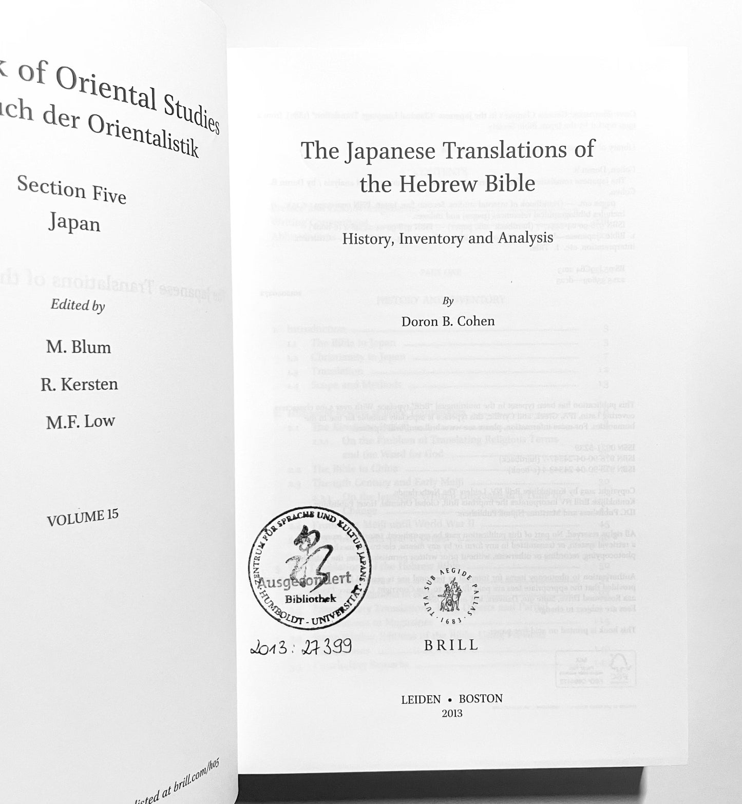 The Japanese Translations of the Hebrew Bible: History, Inventory and Analysis