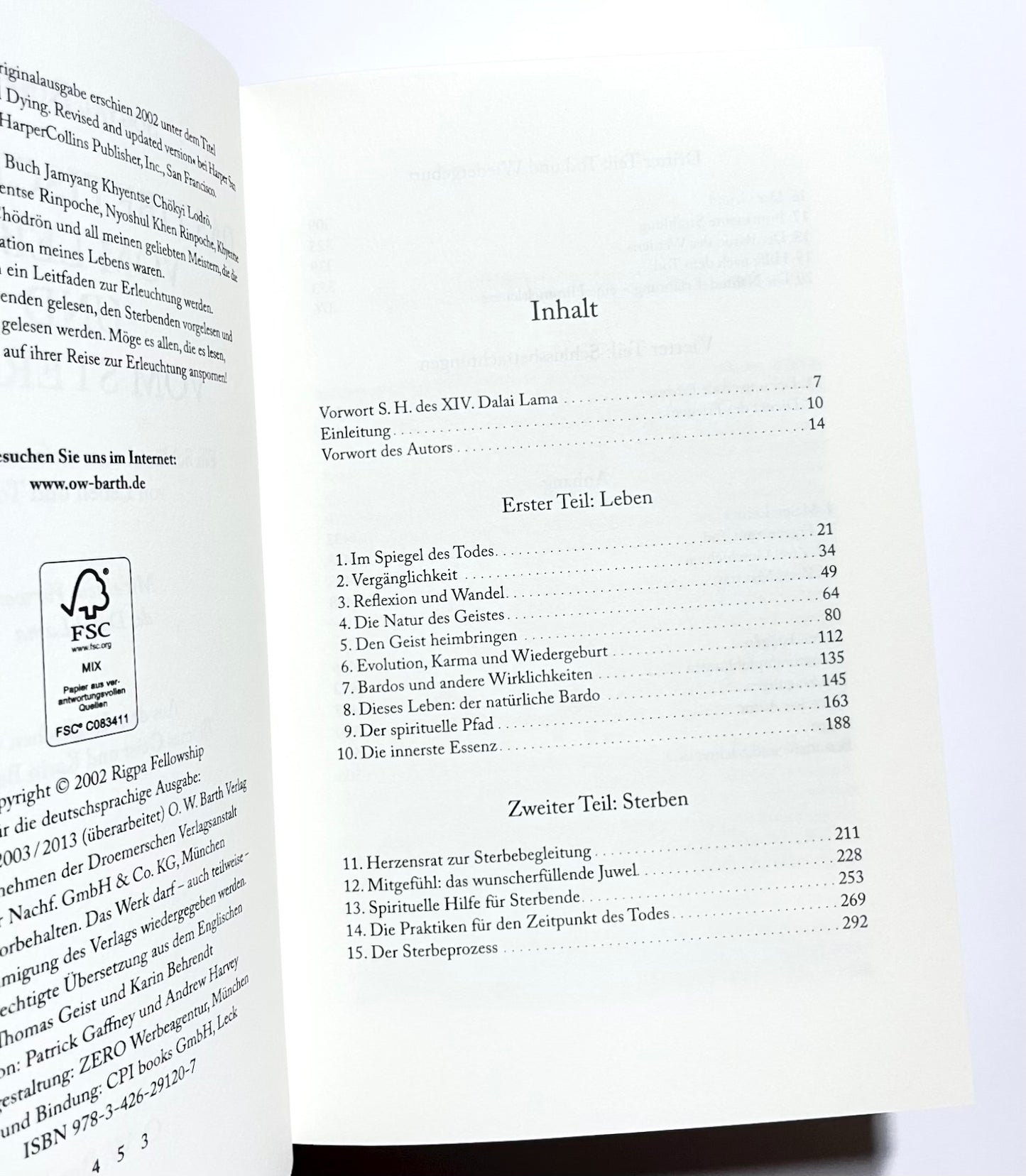 Das tibetische Buch vom Leben und vom Sterben: Ein Schlüssel zum tieferen Verständnis von Leben und Tod