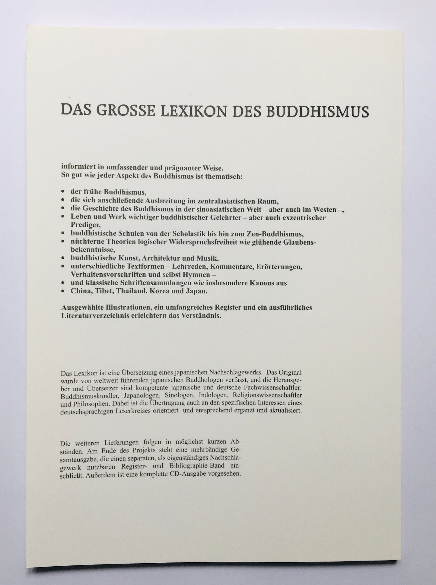 Das Grosse Lexikon des Buddhismus: Erste Lieferung: A - Bai